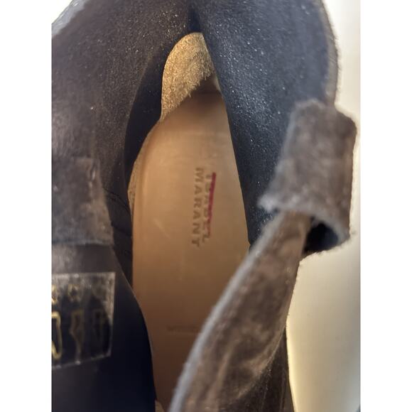 Isabel Marant Black Suede Susee Crisi Ankle Boots Flat FR 41 US 10-11 NEW $850 - Picture 5 of 7